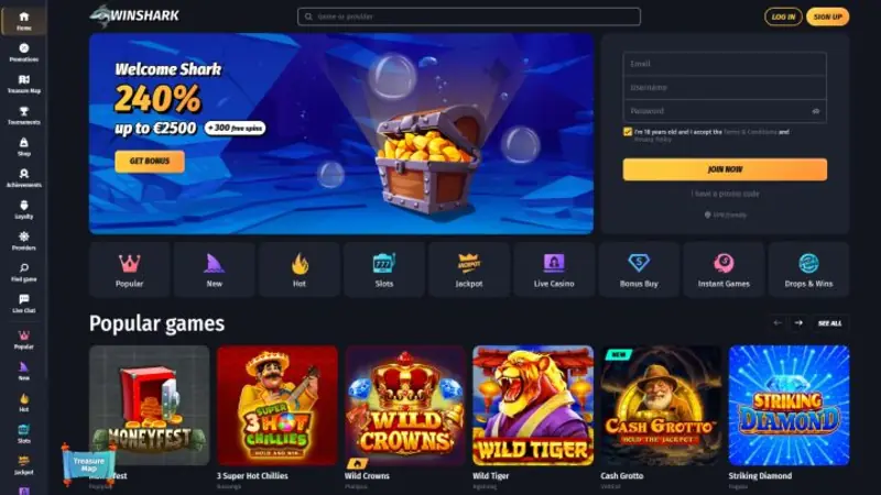 Winshark — bestes Online Casino ohne OASIS im Gesamttest