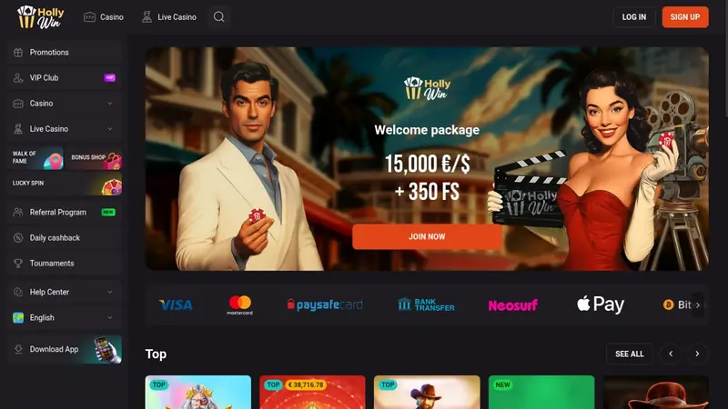 Hollywin — online casino ohne OASIS mit breitem Aktionskalender